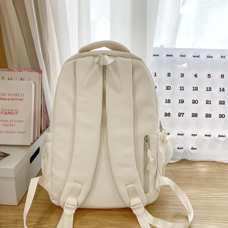 Korean College Style Large Capacity Multi-Compartment Backpack Teen Student School &Travel Purpose Pastel Aesthetic Nylon 2025