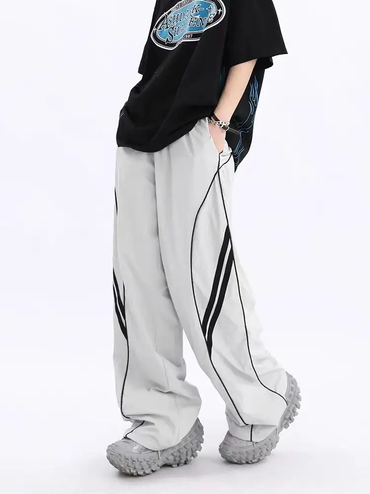 

HOUZHOU Vintage Streetwear Y2k Sweatpants Women Loose Casual Harajuku Striped Wide Leg Pants Baggy Jogger Korean Fashion