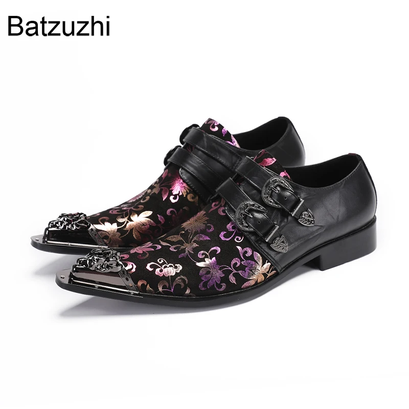 

Batzuzhi Luxury Designer Mens Shoes Black Leather Dress Shoes Man Slip on Formal Business, Party and Wedding Shoes