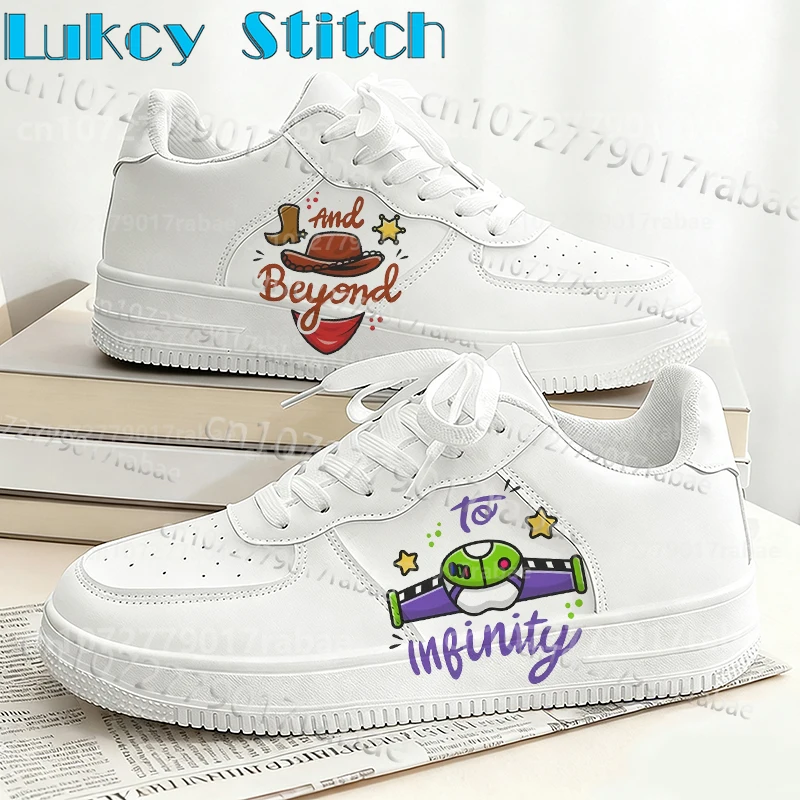 

Легкие белые туфли «История игрушек», уличные легкие белые туфли для мужчин и женщин, водонепроницаемая кожаная износостойкая новая модельная серия обуви, подарок на день рождения