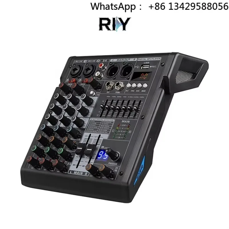 TDS-4DSP 4 Channels Audio Mixer with 99 Effects 7-Band EQ  USB Console Sound Audio Mixer for Party Play