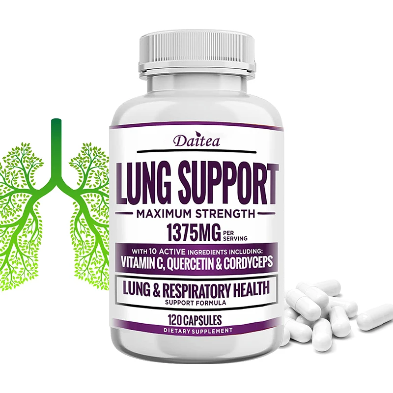 Lung Support Supplement for Lung Cleanse & Detox, Comprehensive Formula - Quercetin with Bromelain Vitamin C & 500 Mg Cordyceps