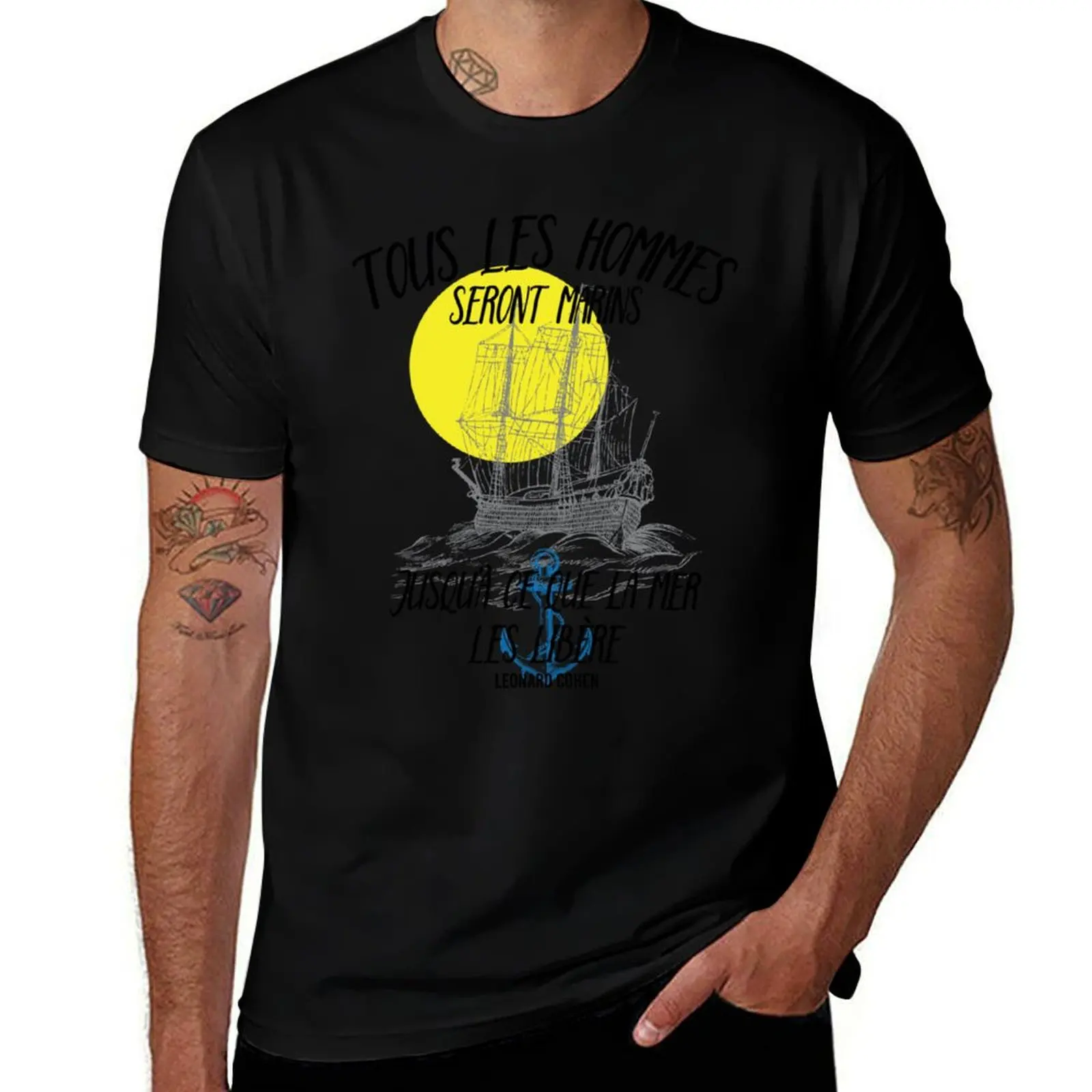 Leonard Cohen Tous Les Hommes Seront Marins - Suzanne Premium Scoop T-Shirt funny costumes summer 2025 t shirt men