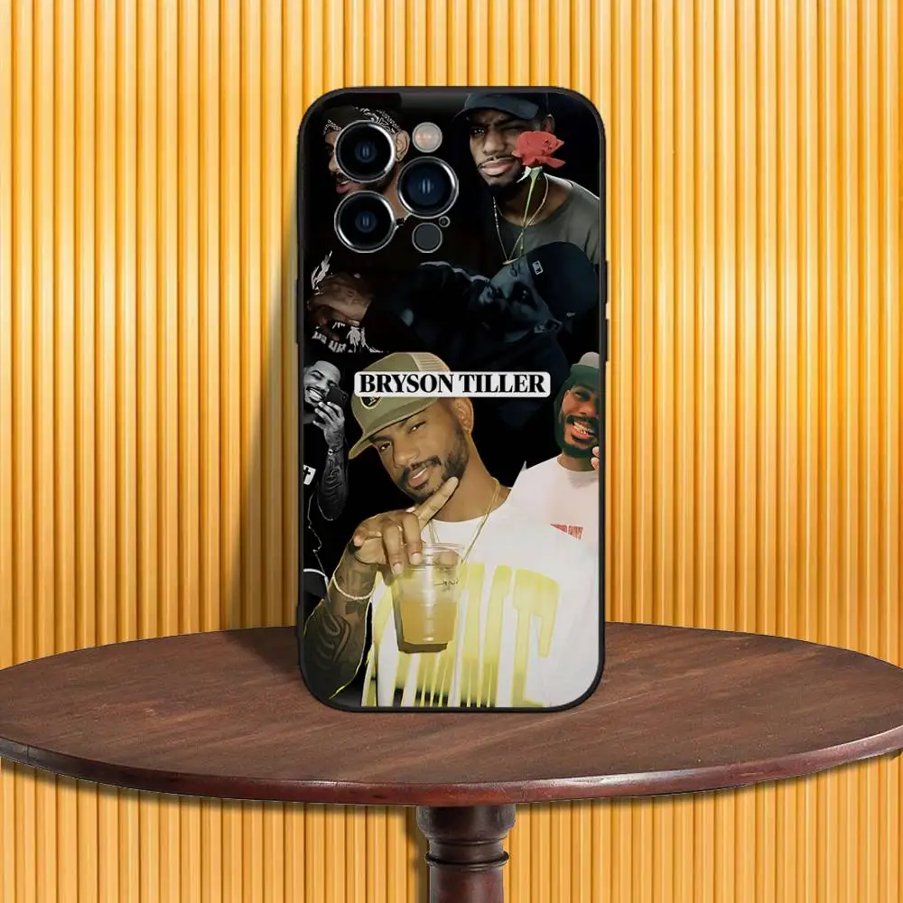 حافظة هاتف B-Bryson Tiller لهاتف iPhone 16,15,14,13,12,11,Pro,Max,Plus,X,XS,SE4,E,Mini,Soft Black Case