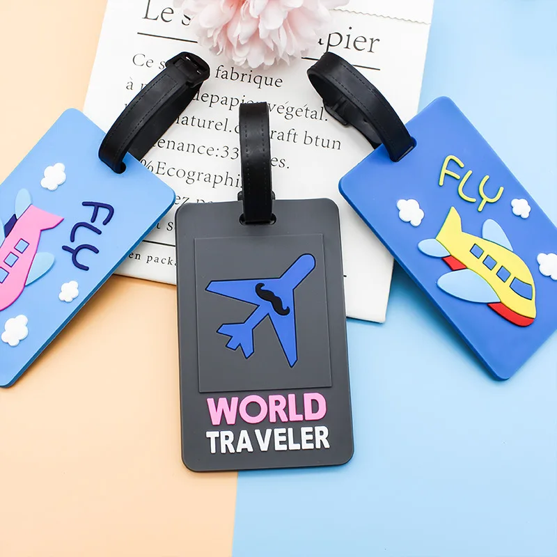 

New Fashion Suitcase Luggage Tag Cartoon ID Address Holder Baggage Label Geometry Silica Gel Identifier Travel Accessories