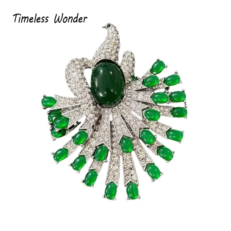 

Timeless Wonder Fancy Zircon Geo Glass Bird Brooch Pins for Women Designer Jewelry for Gown Runway Rare Luxury Gift Sweet 5386