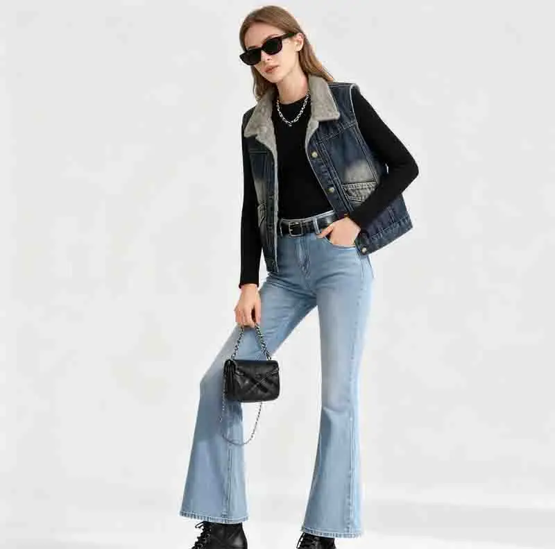 

Vests Waistcoats Thin Womens Vest In Sleeve Autumn Fleece-Lined Buttoned Double-Sided Camping Warmth Multi-Pockets Functional OL