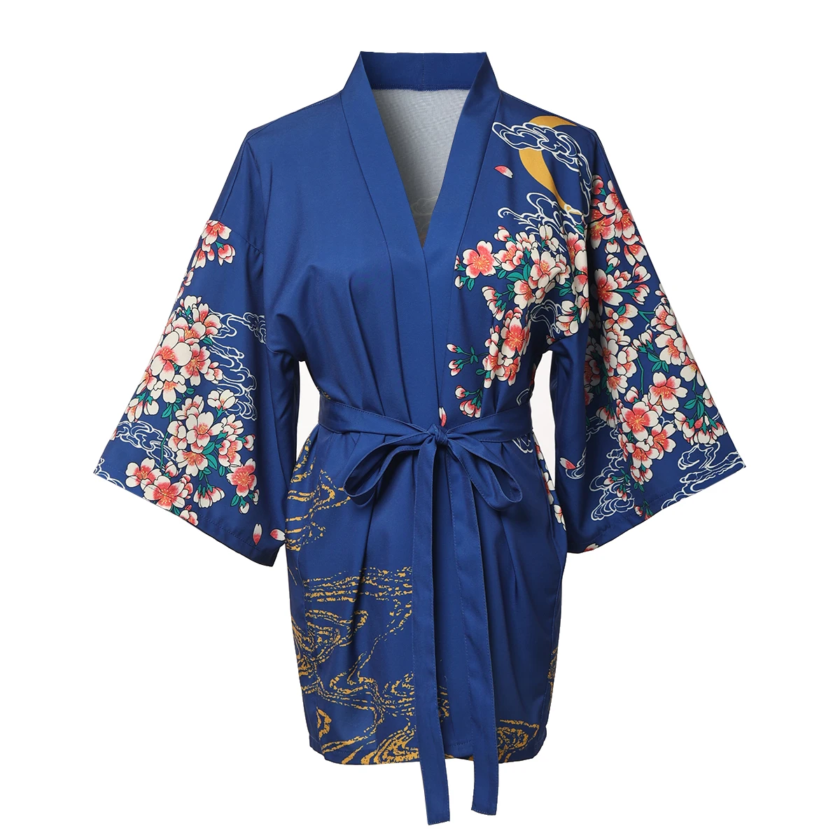 Women's 3/4 Sleeve Japanese Shawl Kimono Cardigan Tops Cover up