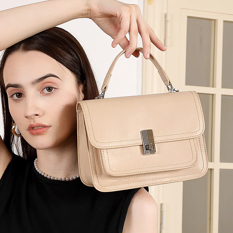 

Top-grain Cowhide Large-capacity Single-shoulder Handbag Motorcycle Women's Commuter High-end Crossbody Designer Luxury Bag