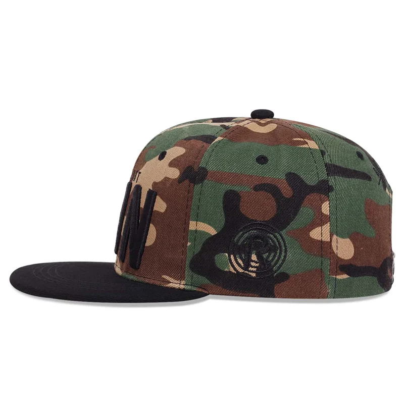 Runing Letter Snapback czapka z daszkiem kamuflaż czapka hip-hopowa dla mężczyzn kobiety taniec uliczny modna czapka z daszkiem