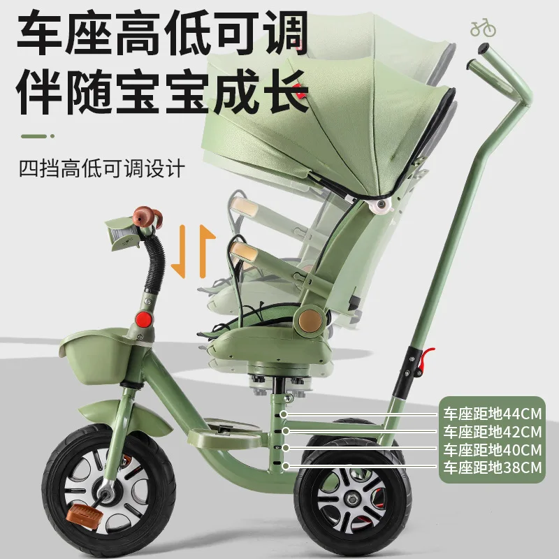 Children's Tricycle Toddlers Can Lie Flat Bicycle Lightweight Foldable for Outdoor Use Can Sit for 1-3-6 Children To Walk