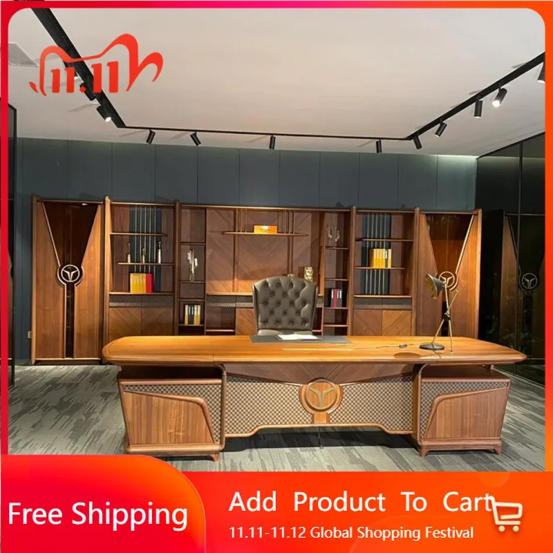 

Light Luxury Wooden Office Desk Executive Reception Designer Storage Computer Desks Unique Conference Schreibtisch Furniture