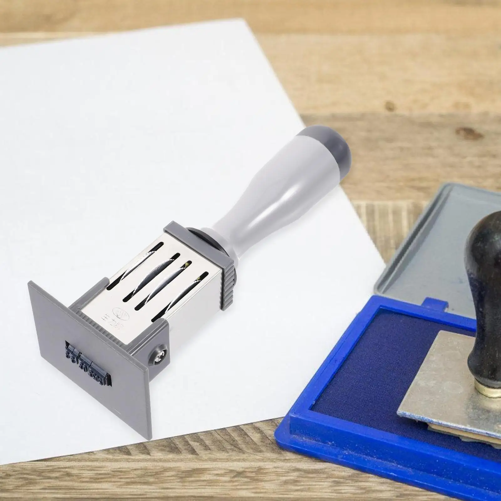 Date Stamp Self Inking Material Stamper Seal Silver Metal File Accessory Office