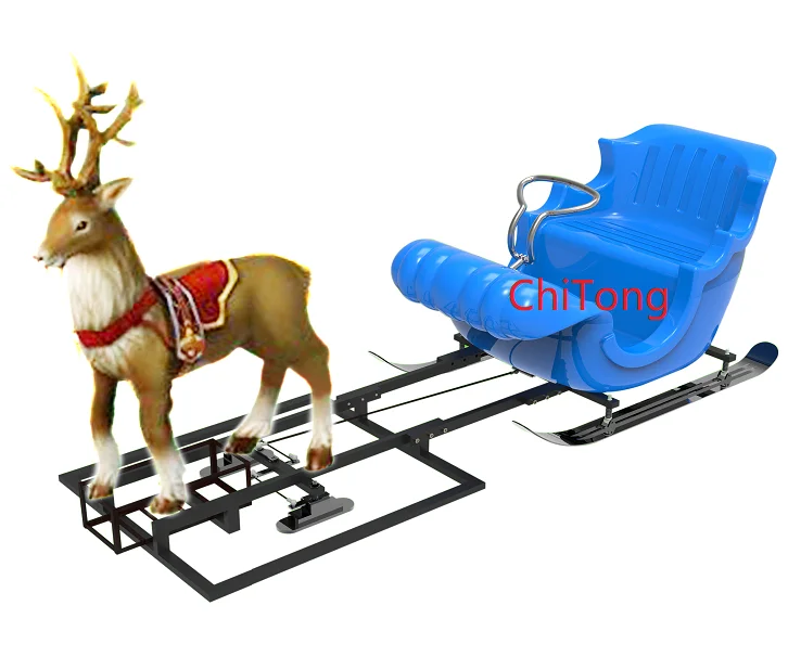 

2023 Hot Selling Plastic Snow Sledge Christmas Sleigh deer pulling sledge For Children and adult ice and snow