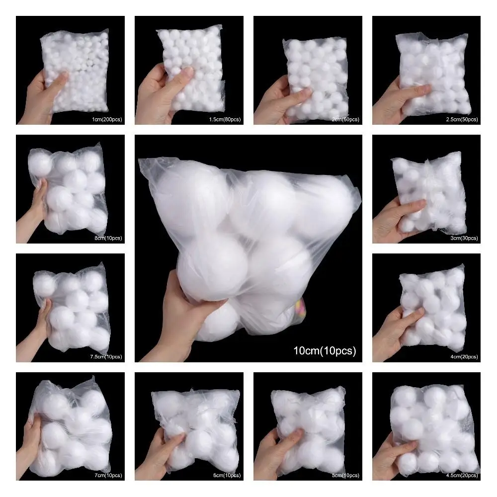 Home Decoration Mini Foam Balls Polystyrene Round Christmas Balls White Christmas Ornaments Holiday