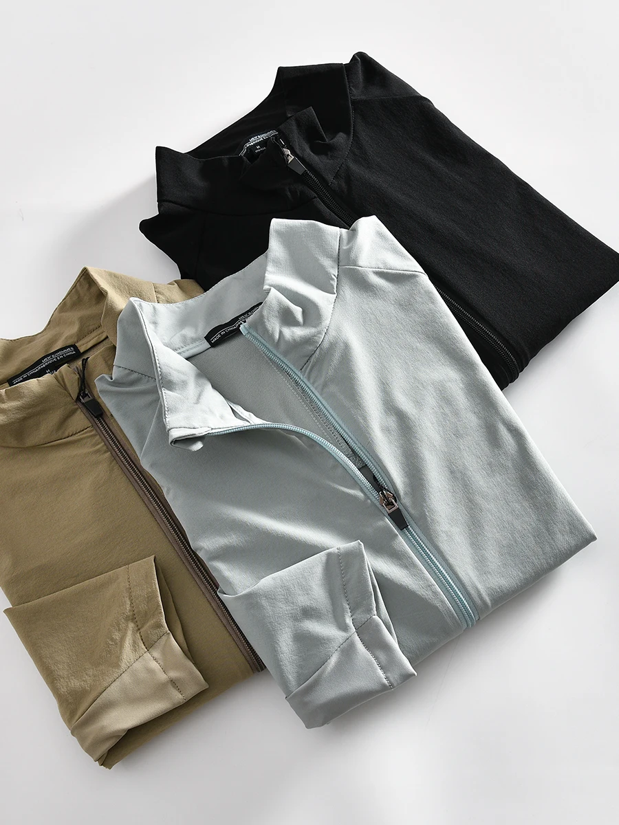 

Golf Series Men's Outdoor Jacket Breathable Glued Process Stand Collar Spring Summer Fashionable Polyamide Fiber Long Sleeve
