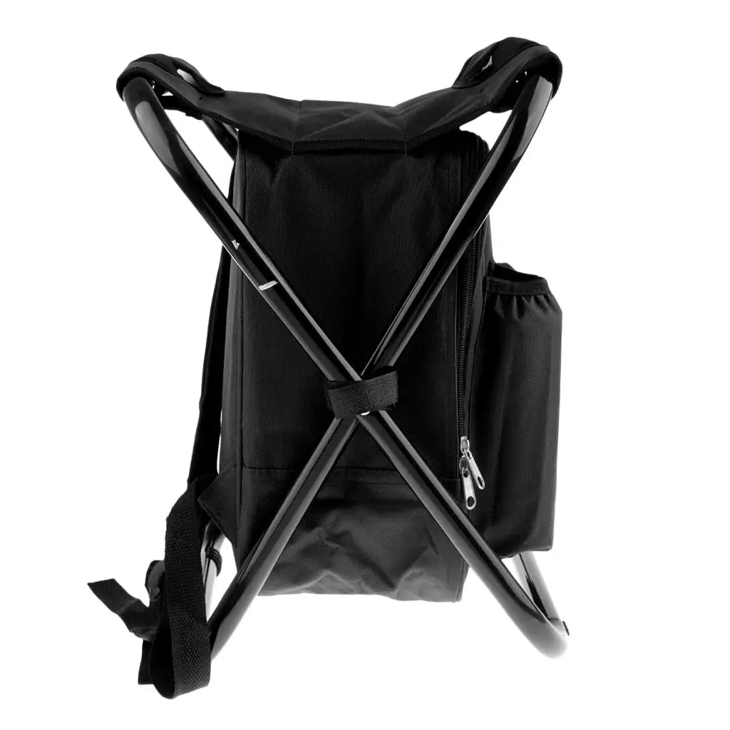 Beach Folding Chair with Cooler Bag Backpack Design Portable Steel Foldable Lounger for Camping Fishing Outdoor Sports