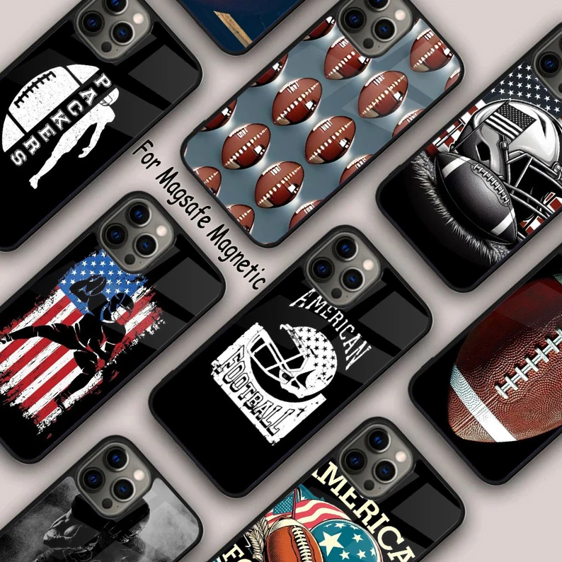 USA FOOTBALL Magnetic Phone Case For APPLE iPhone 17 Air 16 14 13 12 Pro Max 15 Plus Wireless Charge With MagSafe Cover
