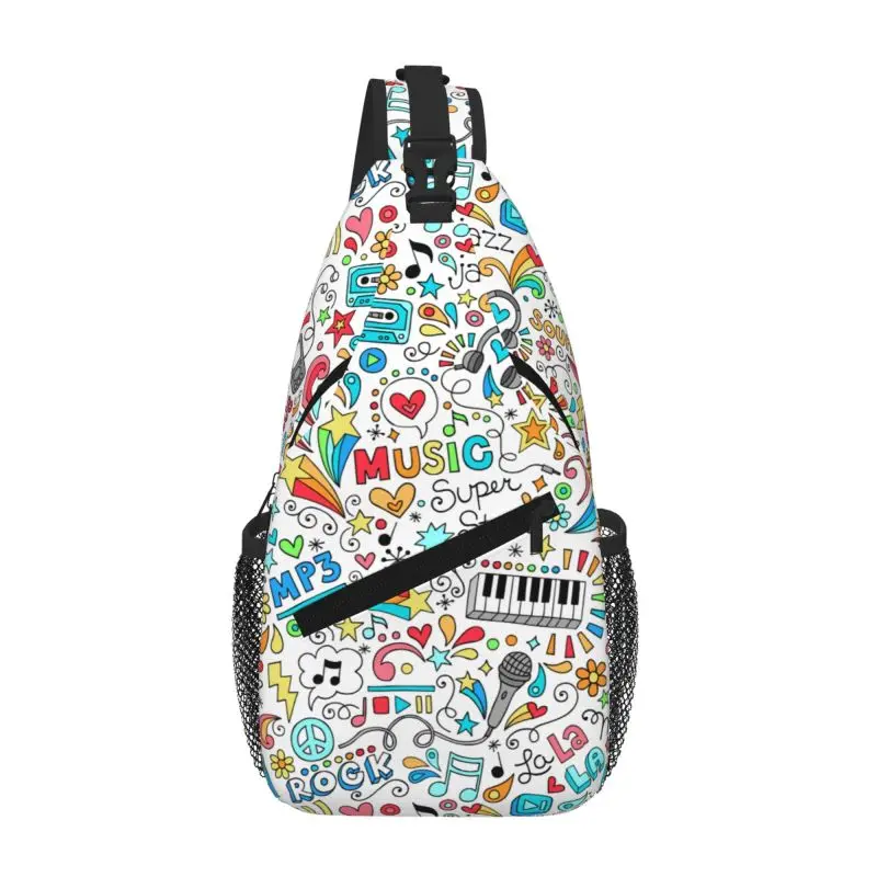 

Custom Music Festival Musical Note Sling Bags Men Cool Shoulder Chest Crossbody Backpack Traveling Daypack