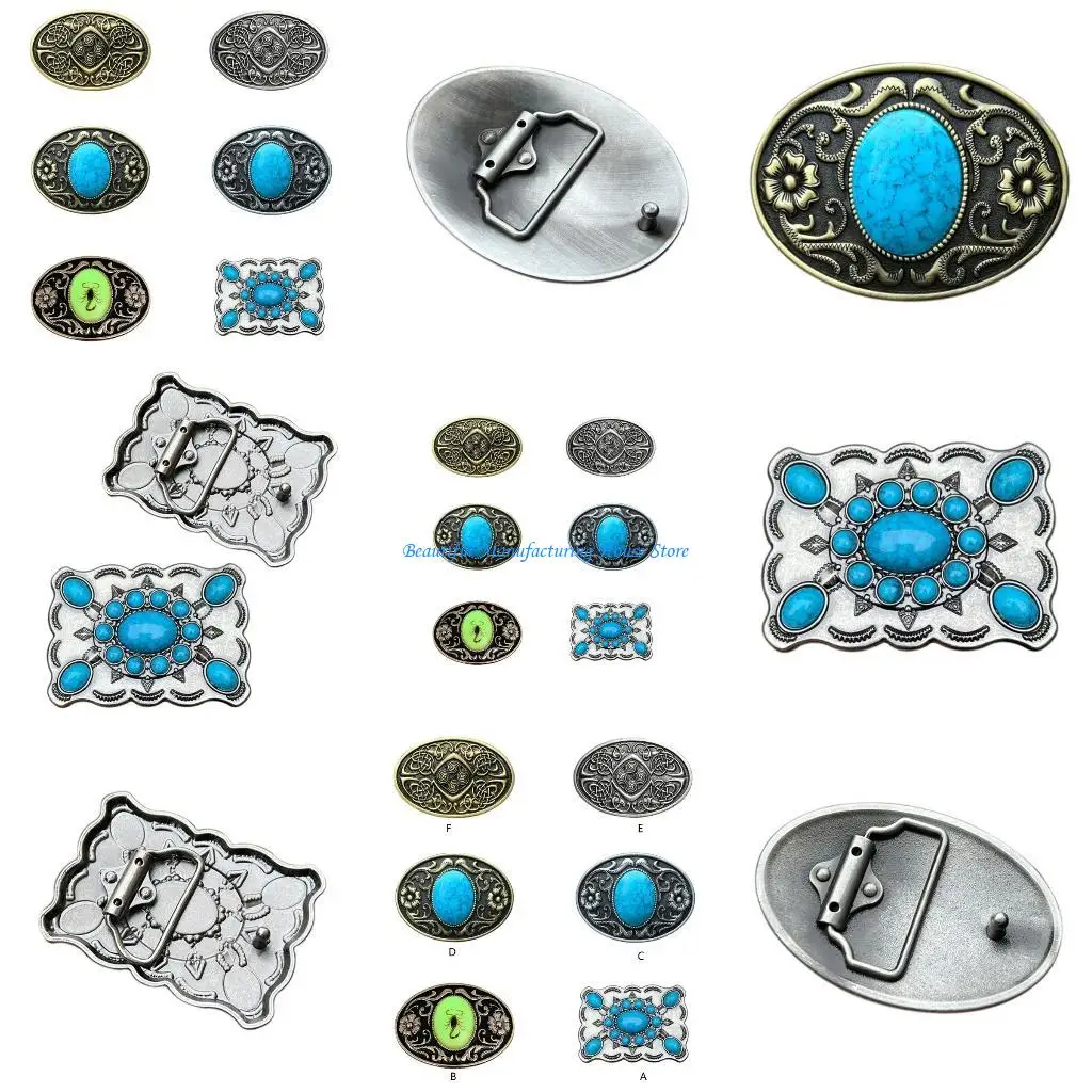 

E56A Cowboy Cowgirl Engraving Floral Buckle Belt Buckle Boho Photo Props