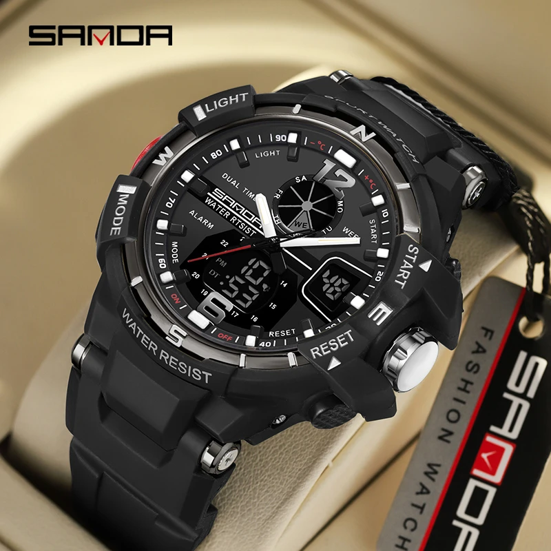 SANDA 289 Men's Sport Watches 50m Waterproof Watch Stopwatch Alarm Clock Young Fashion Quartz Wristwatches Brand Dropshipping 