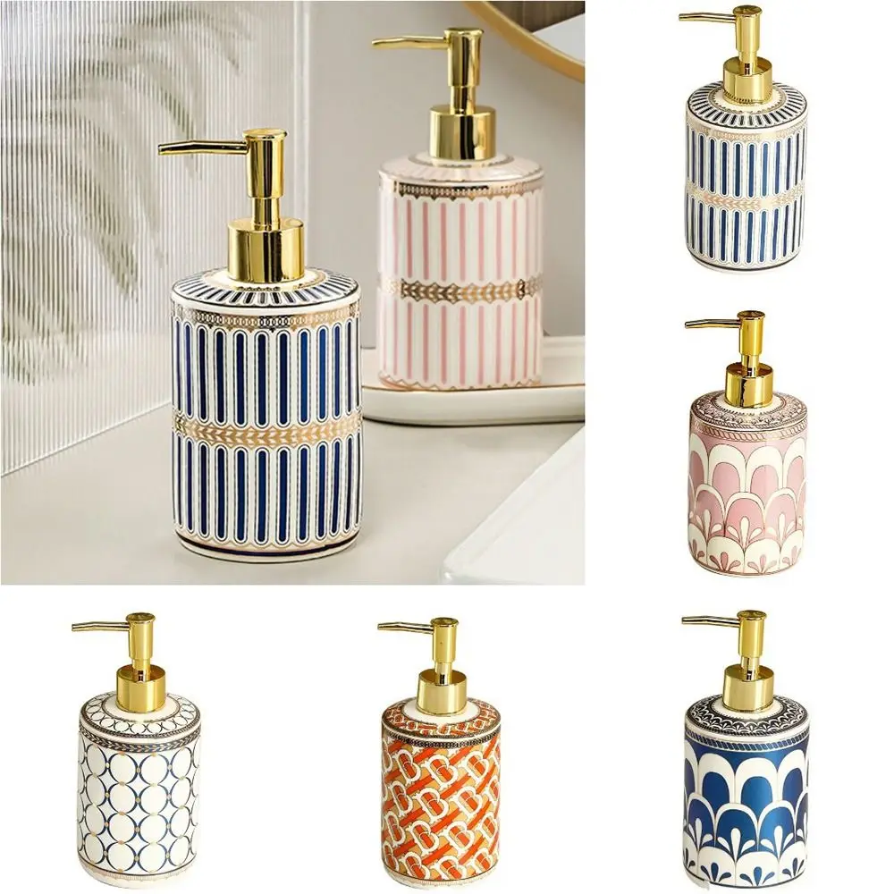 

Ceramic Soap Dispenser Colorful Painted Refillable Liquid Lotion Dispenser Lightweight Empty Soap Pump Bottle Beauty Shop