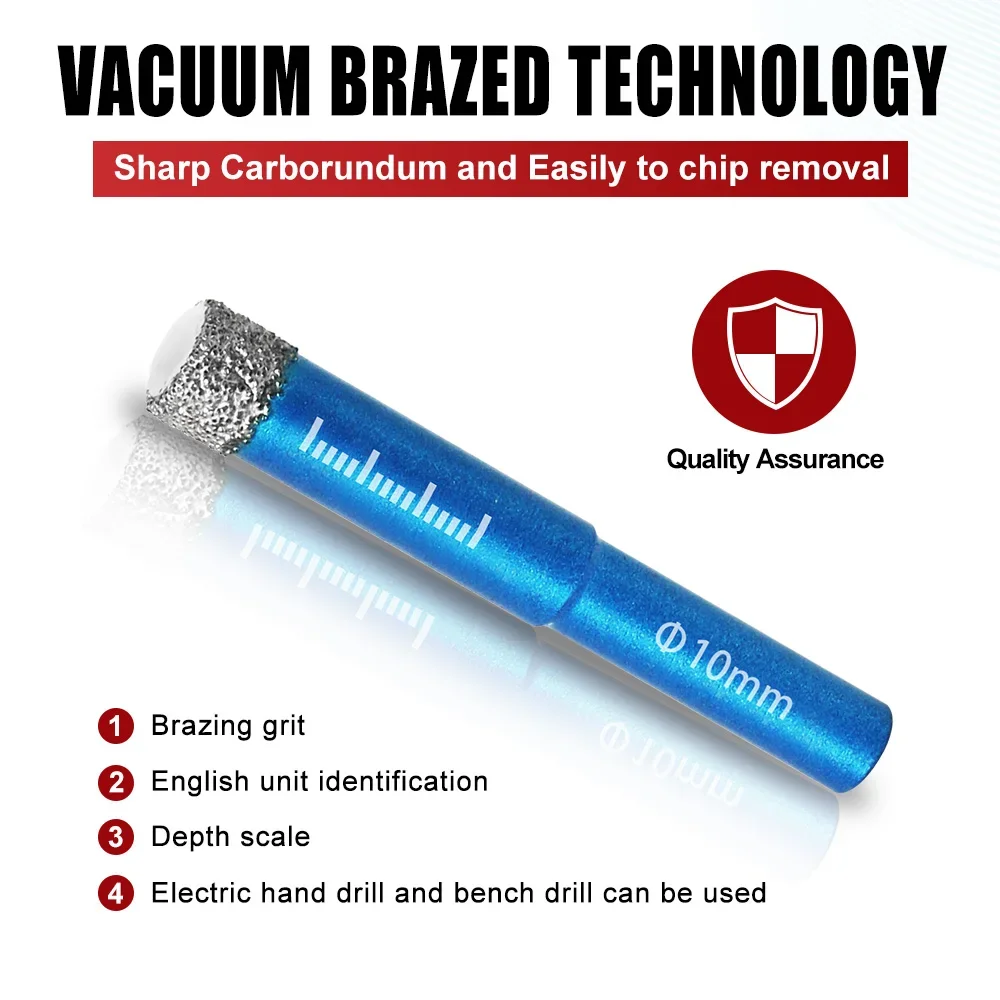 Diamond Brazed Dry Drilling Bit Porcelain Cup Saw Ceramic Marble Granite Tile Hole Opener Hole Saw Cutter 1Pc 5-16mm Round Shank