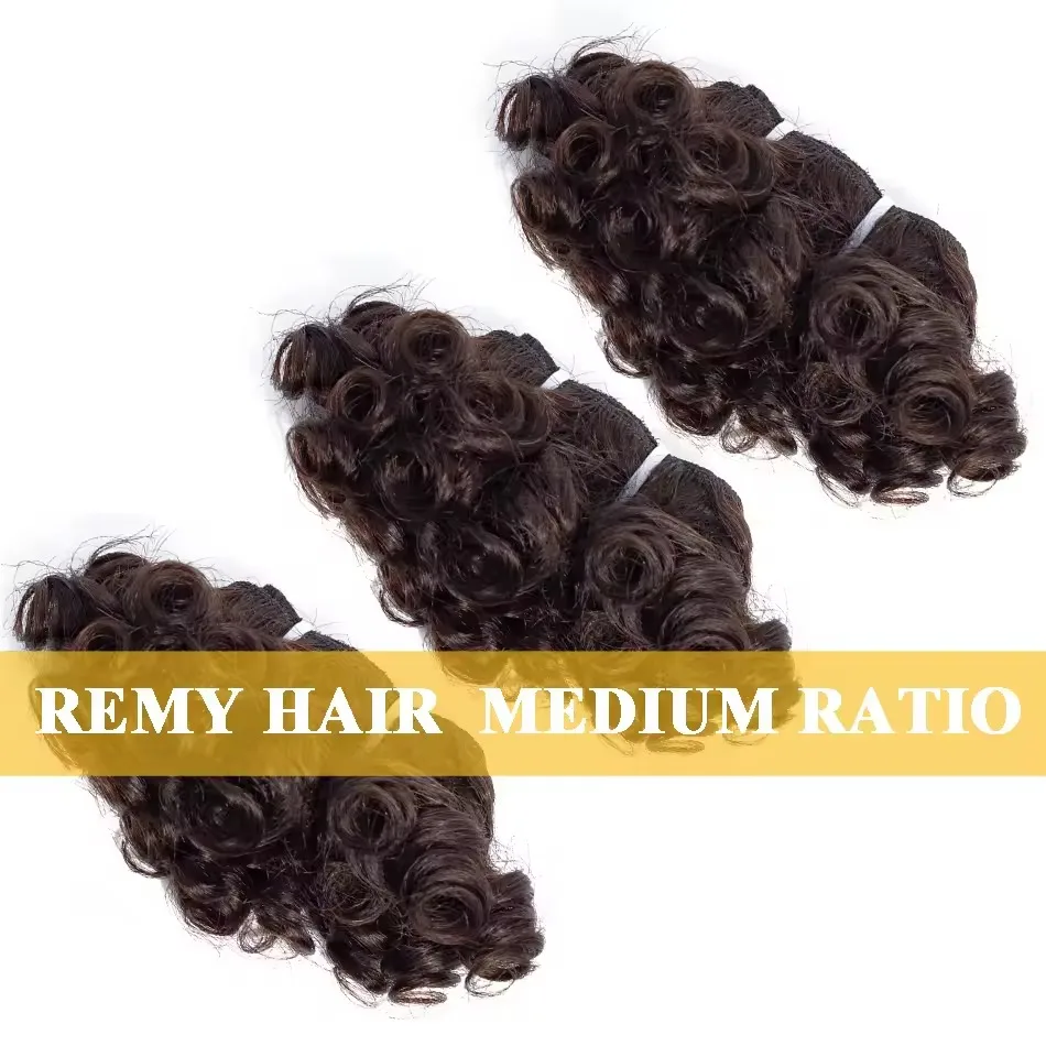 Bouncy Curly Hair Weave Bundles 9A Brazilian Short Curly Hair Natural Color 100% Human Hair Extensions 3 Pcs Remy Hair Bundles
