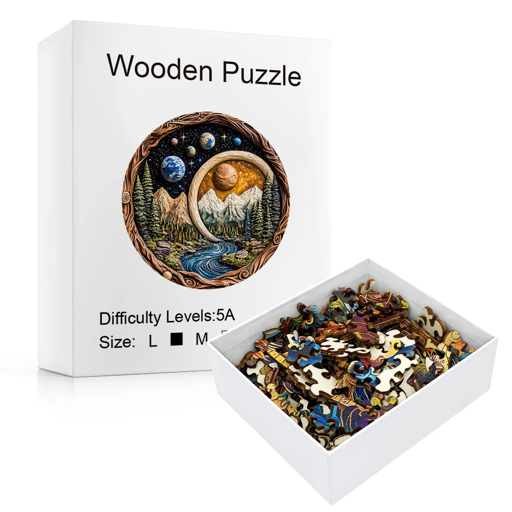 

Деревянные пазлы для взрослых, уникальные пазлы для взрослых в форме заката леса животных, деревянные пазлы с 3D Vision для взрослых, сложные C