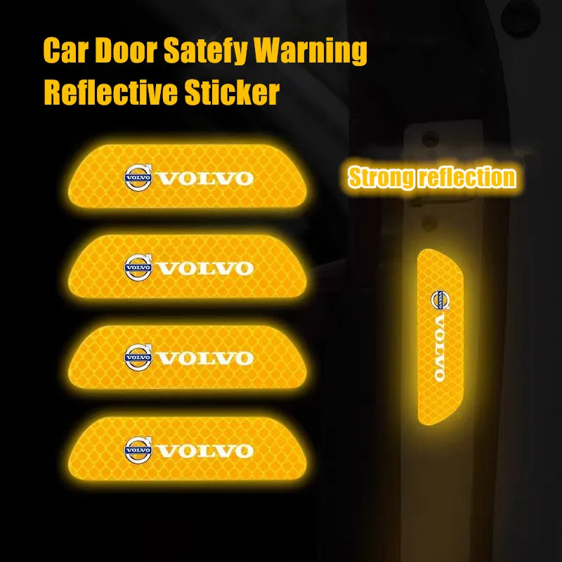 Car Door Safety Warning Reflective Mark 3D Sticker Auto Styling For Volvo XC90 V90 V60 XC60 V40 S80 S60 S90 C40 XC40 V70 XC70