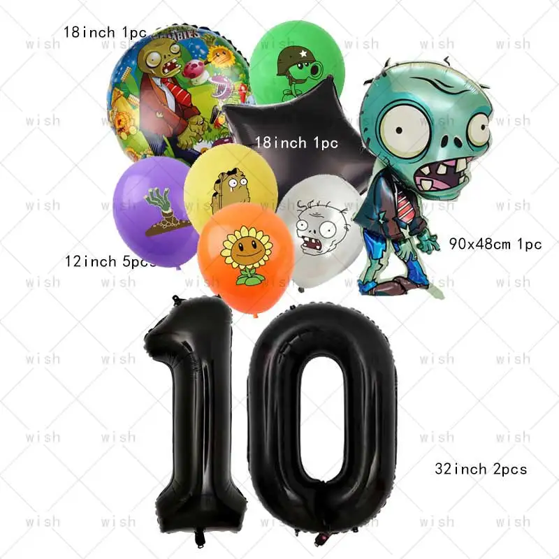 Plants vs. Zombies Ballon Birthday Party Supplies PVZ Foil Balloon Baby Shower Anniversary Event Decor Mushroom Kid Home Garden