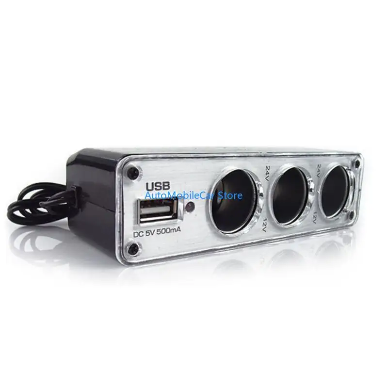 

G8TE Car Socket Expander with USB Charging Power Triple Adaptor Cigarettes Splitter Multiple Devices Accessory