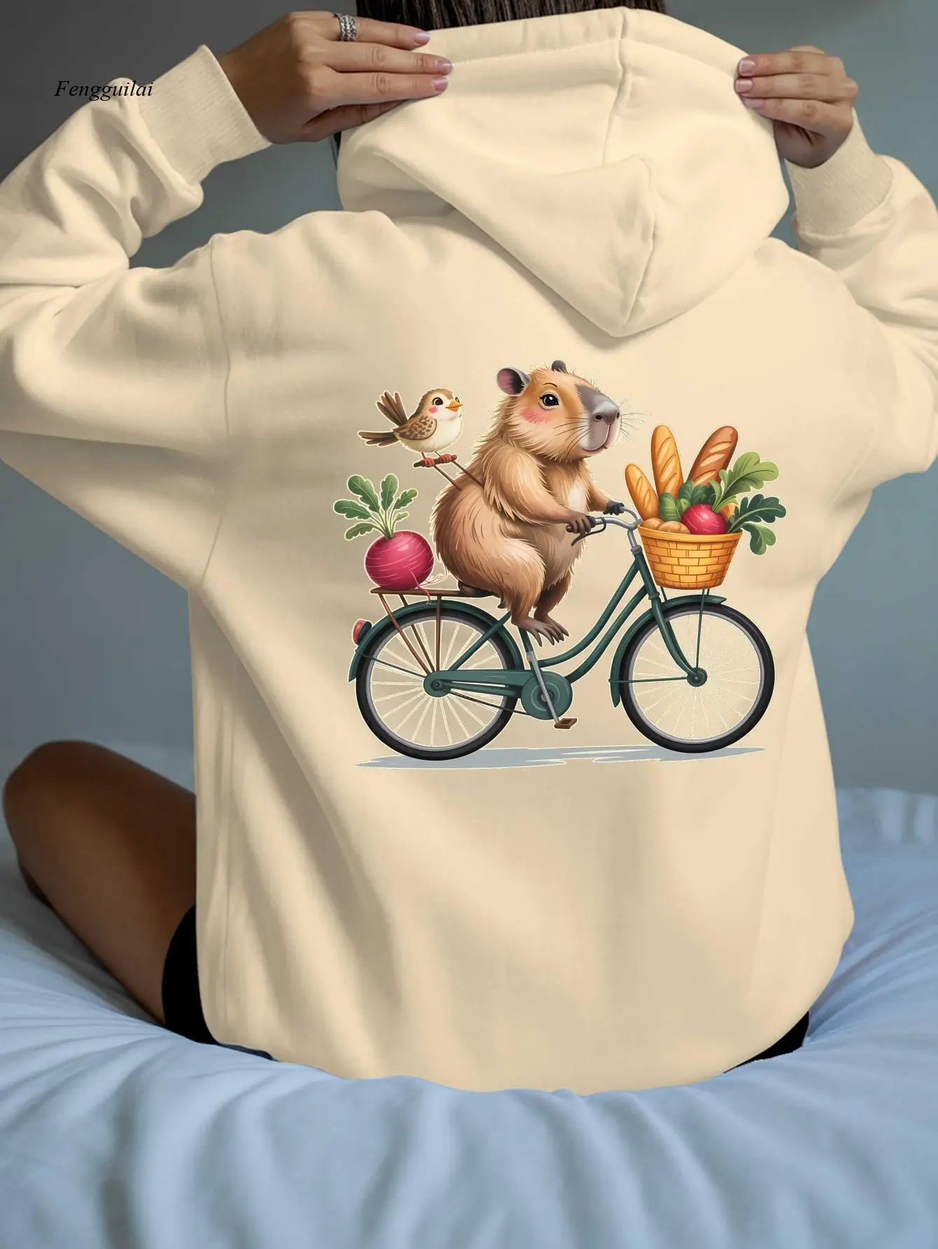 Lässiges Sweatshirt mit Rückendruck, modischer, trendiger Kapuzenpullover, warmes, lässiges Langarm-Sweatshirt für Herbst und Winter