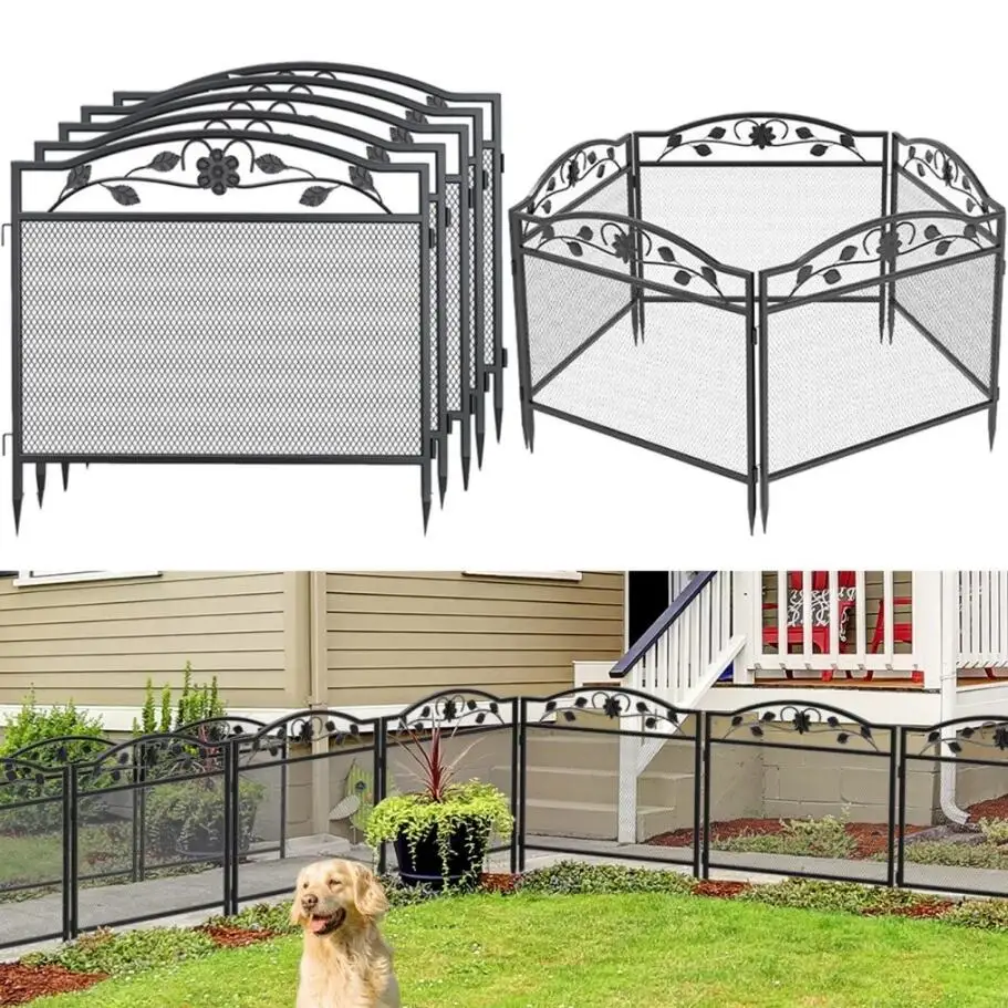 Metall-Dekorativer Gartenzaun Hundebarriere Outdoor-Tierumzäunung Haustierfreundliche Dekorative Barriere