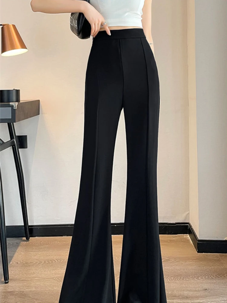 Flare Pants Women Solid Simple Creativity All-match Daily Trendy Popular Elegant Korean Style Ladies Spring Vintage Breathable