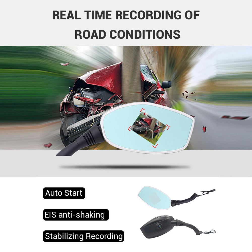 1080P Motorcycle DVR Dash Cam Dual Lens Front & Rear View Mirror Camera 165 Degree Wide Angel Digital Video Recorder Waterproof