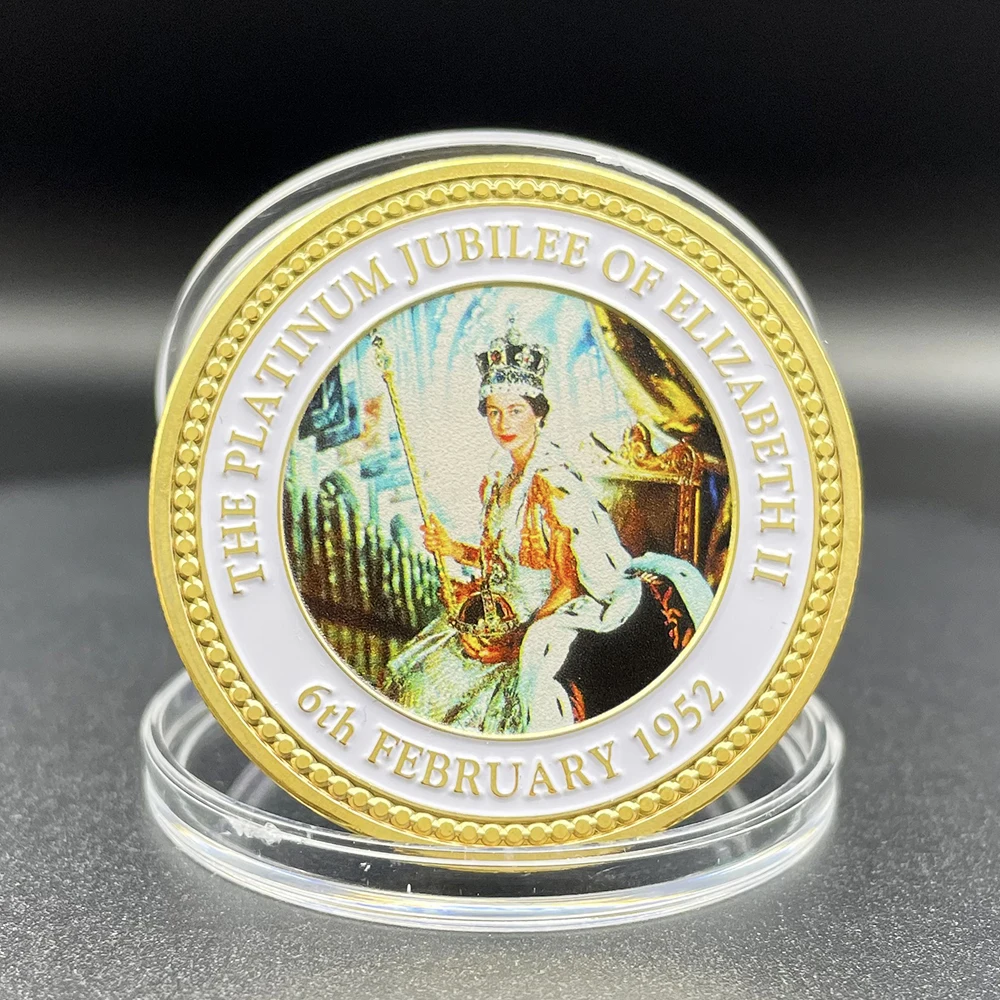 Queen of England Gold Coin The Platinum Jubilee of Elizabeth II Coins Collectibles Ascended To The Throne on 1952.2.6 Medal