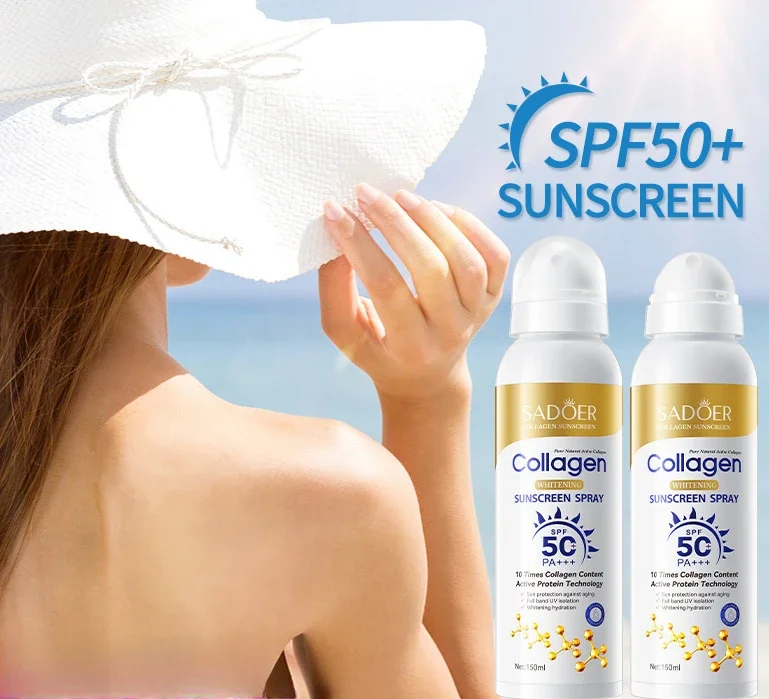 150ml Sunscreen Collagen Whitening Isolation Cream Spf 50 Sunscreen Spray Whitening Brighten Skin