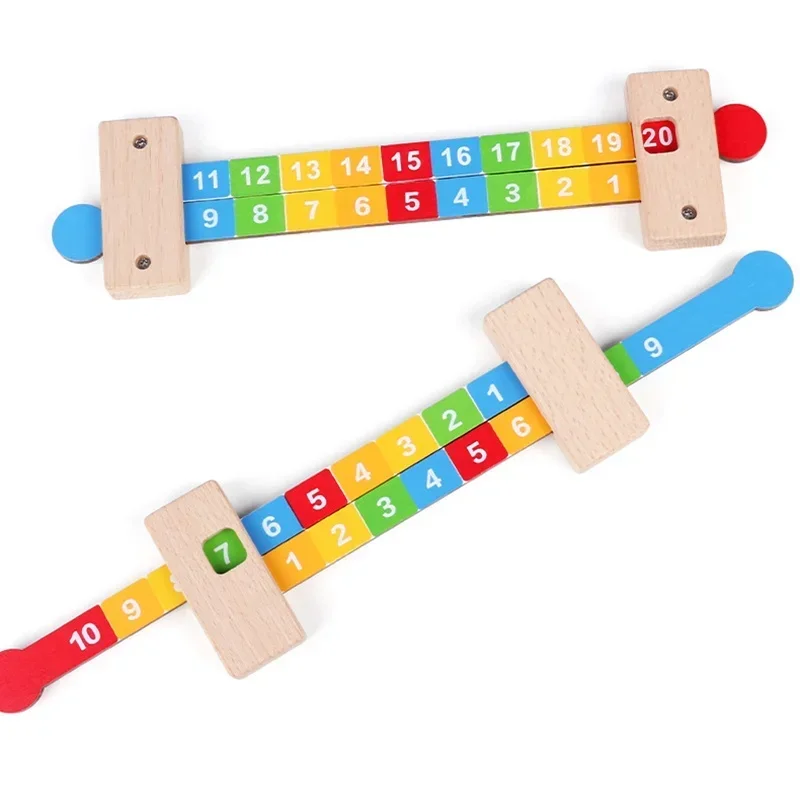 Jouets d'apprentissage arithmétique Montessori en bois pour enfants, règle d'addition fuchsia, jouets de numéro pour enfants, aides aux mathématiques