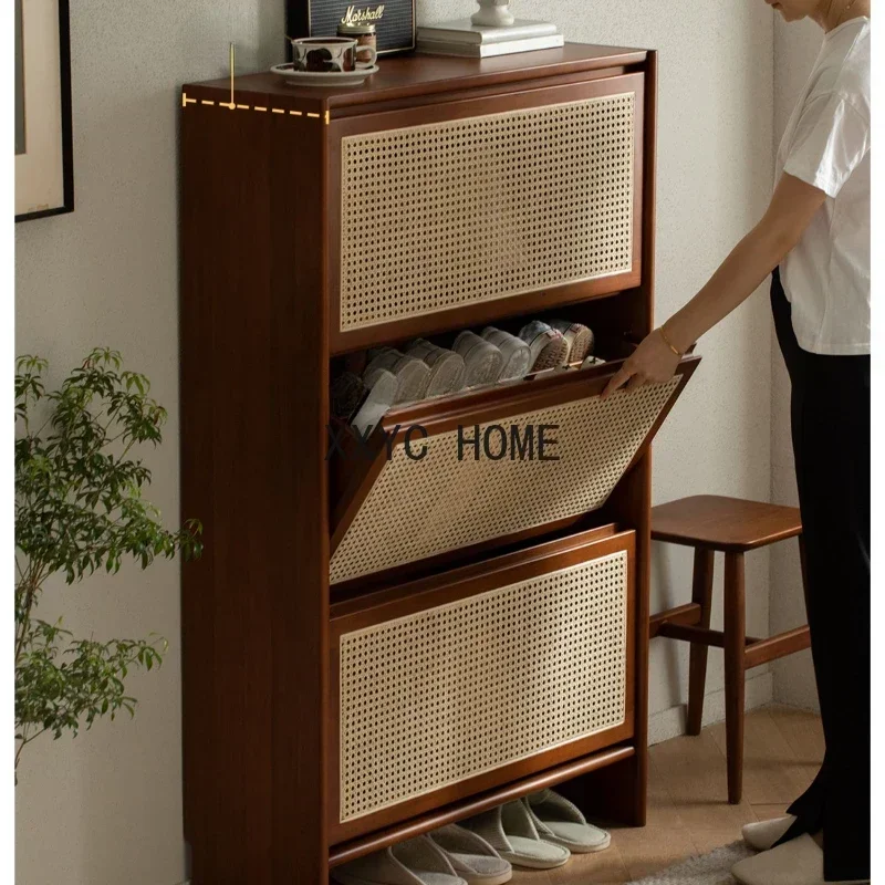 

Плетеная тумба для обуви в прихожую, вместительный дышащий шкаф для хранения у входа