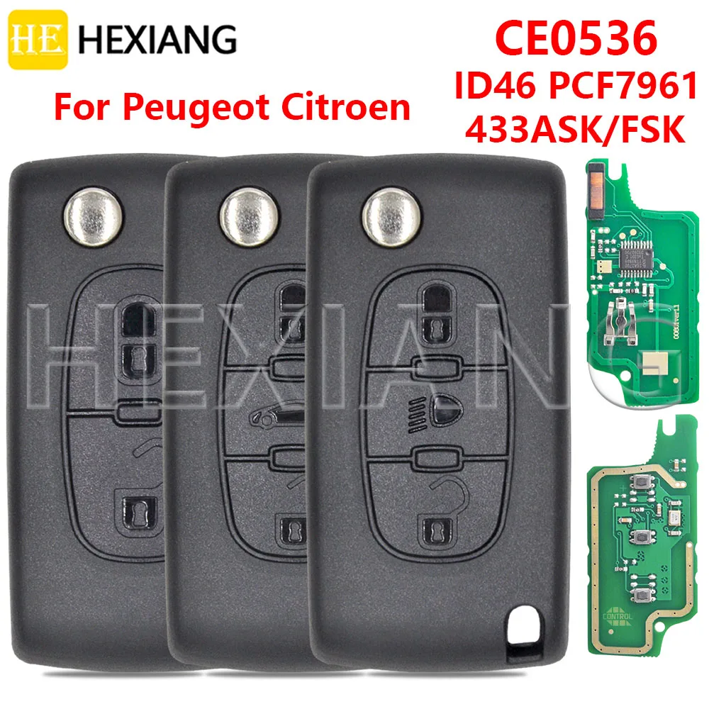 HE CE0536 ID46 PCF7961 433ASK/FSK HU83/VA2 Car Smart Key For Citroen C2 C3 C4 C5 C6 Xsara Picasso Berlingo Peugoet 207 307 308