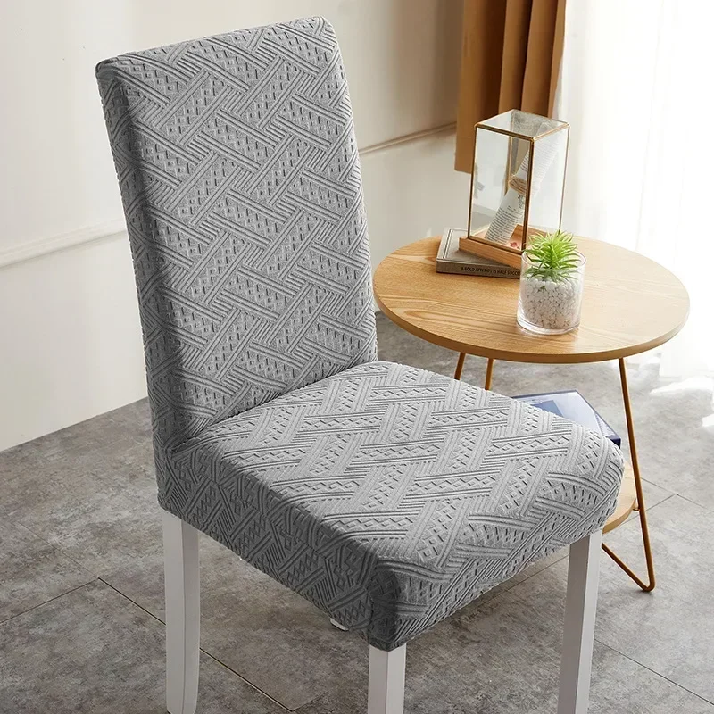 1pc Elastic Jacquard Chair Cover Kitchen Dining Chair Covers Stretch Seat Slipcovers for Home Dining Room