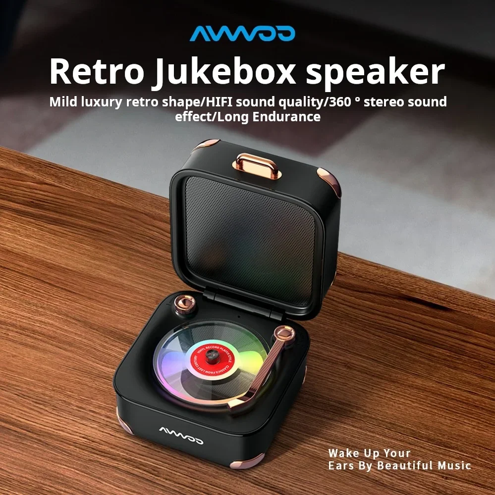 

2025 New Mini Retro Bluetooth 5.3 Speaker Portable Gift Box Design Home Audio Colorful Light Nostalgic Gift TF Music Box 1200mAh