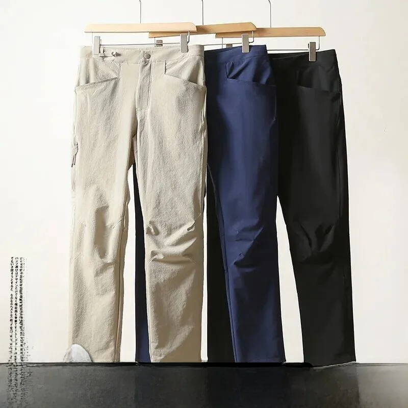 

Qui Dry Breathable Outdoor Elastic Casual Straight Leg Pants 3D Tailoring Waterproof Stretch Long Trousers for Youth