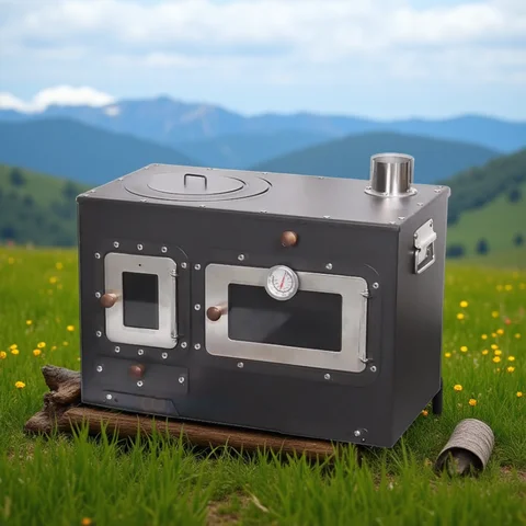 다기능 캠핑 장작 스토브 오븐 스토브 텐트가있는 휴대용 야외 버너 하이킹 피크닉 바베큐 구이 난방 피자