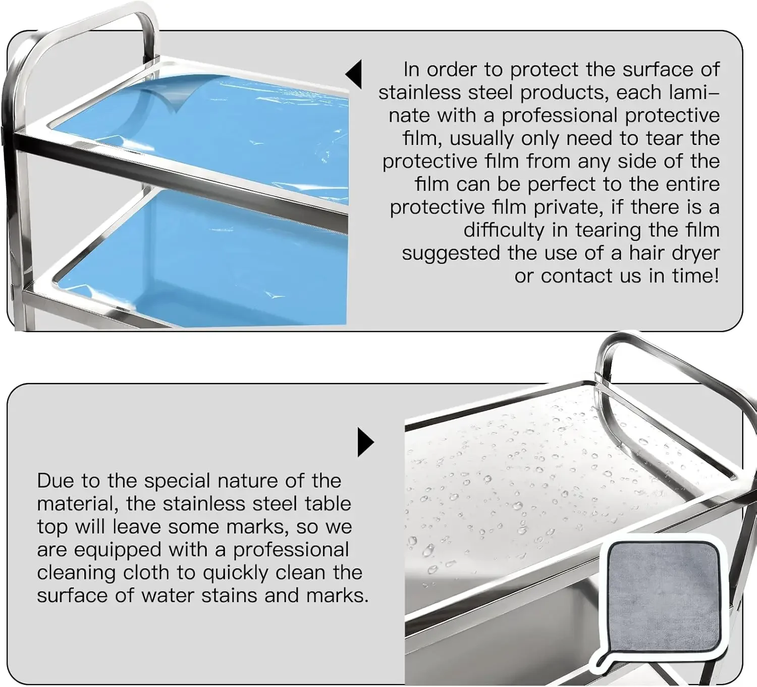 Utility Carts with Wheels Stainless Steel Cart 3 Tier Kitchen Cart Lab Medical Matel Cart with Lockable Wheels for Home Office R