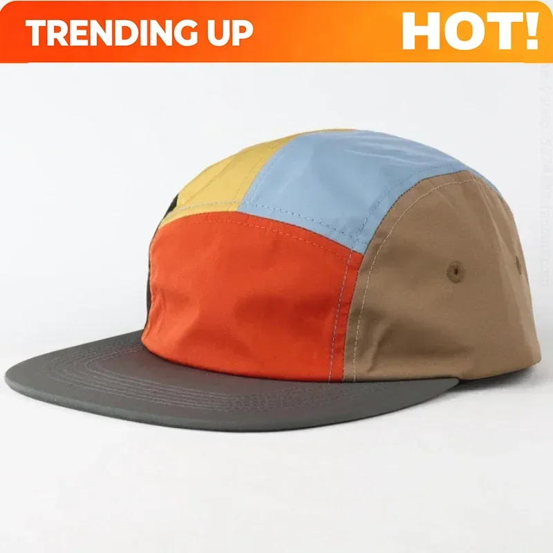 Customization Customization Japanese 5 Panel Color Blocking Baseball Caps Quick-drying Short Brim Hat Unisex Summer Outdoor