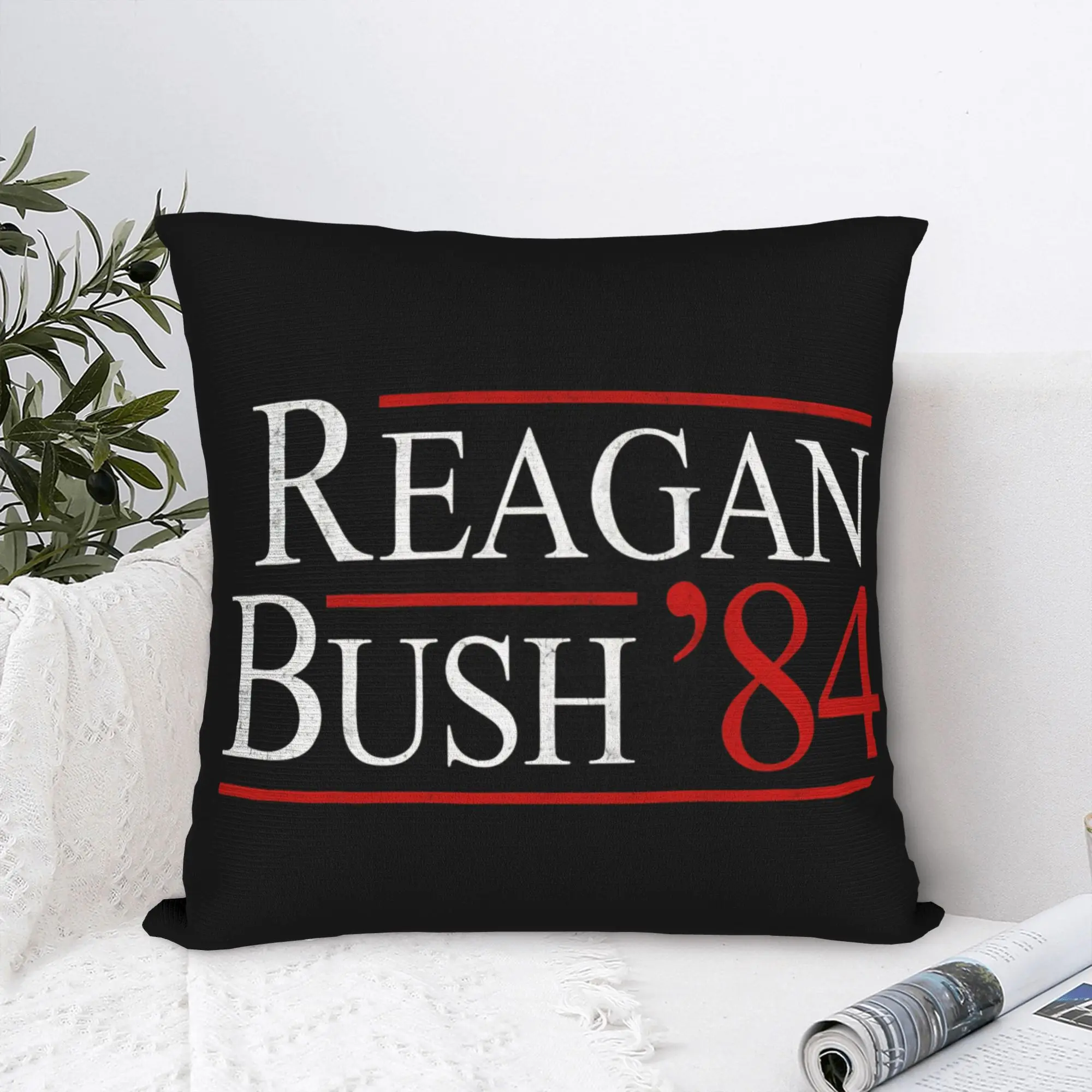 Reagan Bush 84 Square Pillow Case Presidential Campaign Cushion Cover Novelty Polyester Decorative Pillowcase for Home 45x45cm