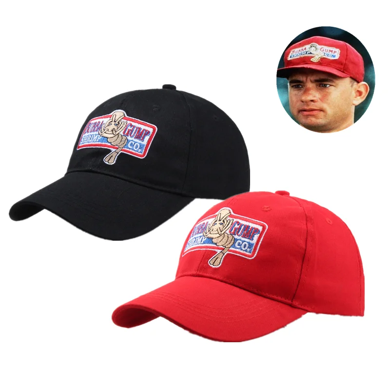 Forrest Bubba Gump Red Baseball Cap Embroidery Cosplay Costume Adult Adjustable Sport Printed Hat Trucker Casquette