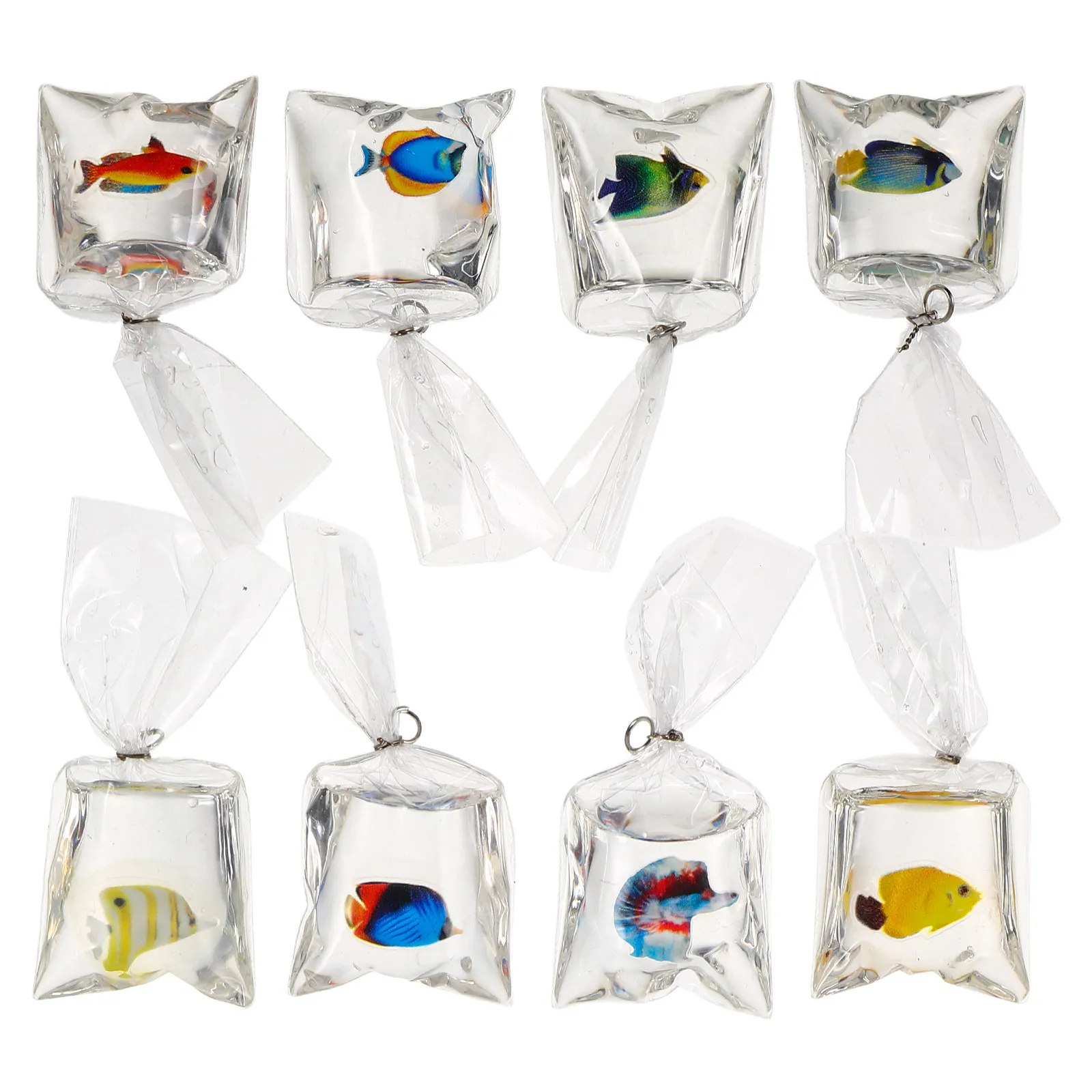 8Pcs Mixed Color Transparent Resin Goldfish Charms Mini Pendants for DIY Jewelry Bracelets Necklaces Keychains